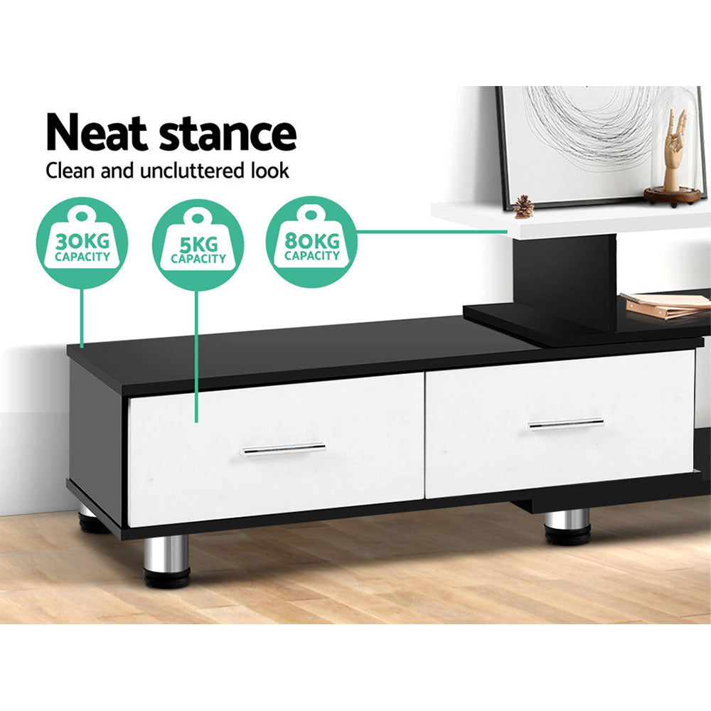 TV Cabinet Entertainment Unit Stand Wooden 160CM To 220CM Storage Drawers Black White - image6