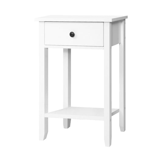 Bedside Tables Drawer Side Table Nightstand White Storage Cabinet White Shelf - image1