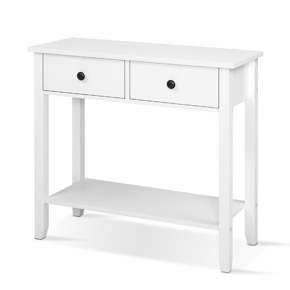 Hallway Console Table Hall Side Entry 2 Drawers Display White Desk Furniture - image1