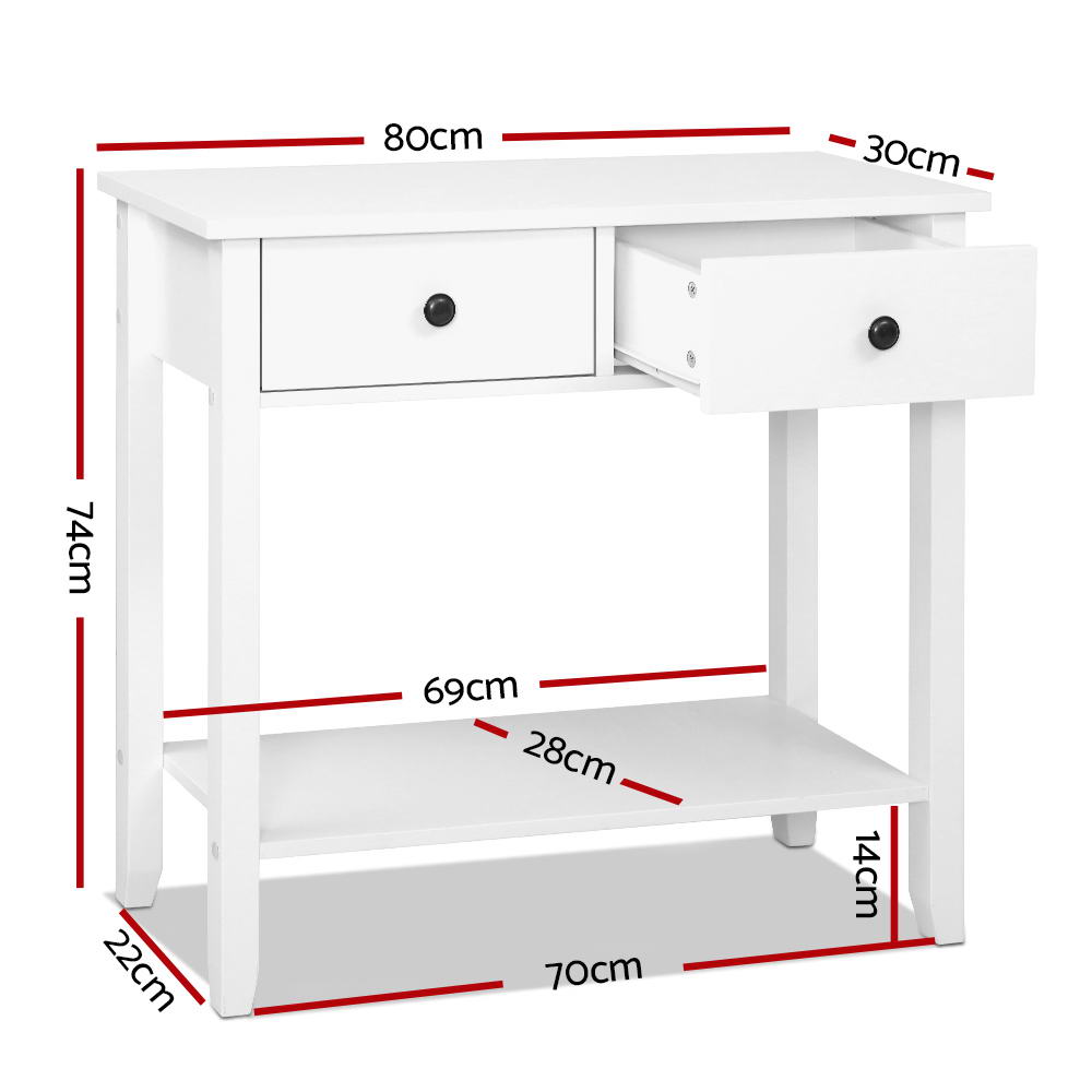 Hallway Console Table Hall Side Entry 2 Drawers Display White Desk Furniture - image2