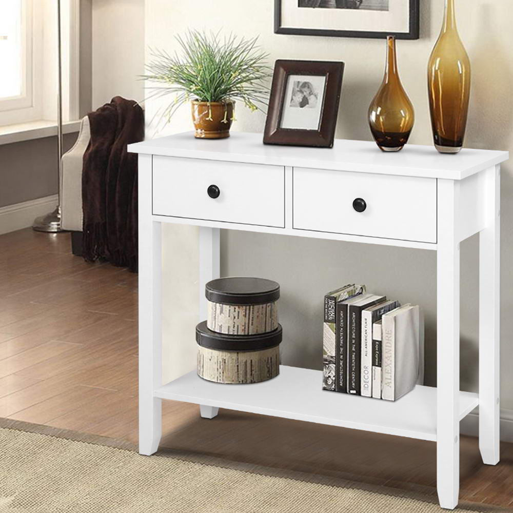 Hallway Console Table Hall Side Entry 2 Drawers Display White Desk Furniture - image7