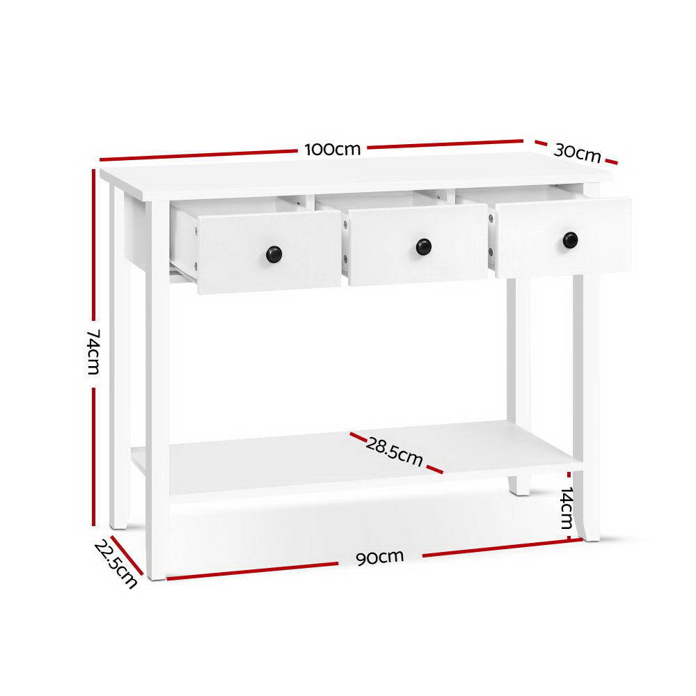 Hallway Console Table Hall Side Entry 3 Drawers Display White Desk Furniture - image2