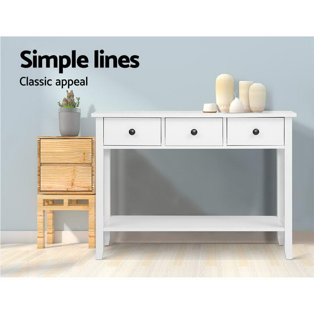 Hallway Console Table Hall Side Entry 3 Drawers Display White Desk Furniture - image3