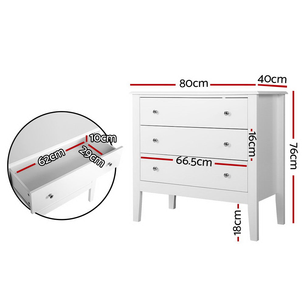 Chest of Drawers Storage Cabinet Bedside Table Dresser Tallboy White - image2