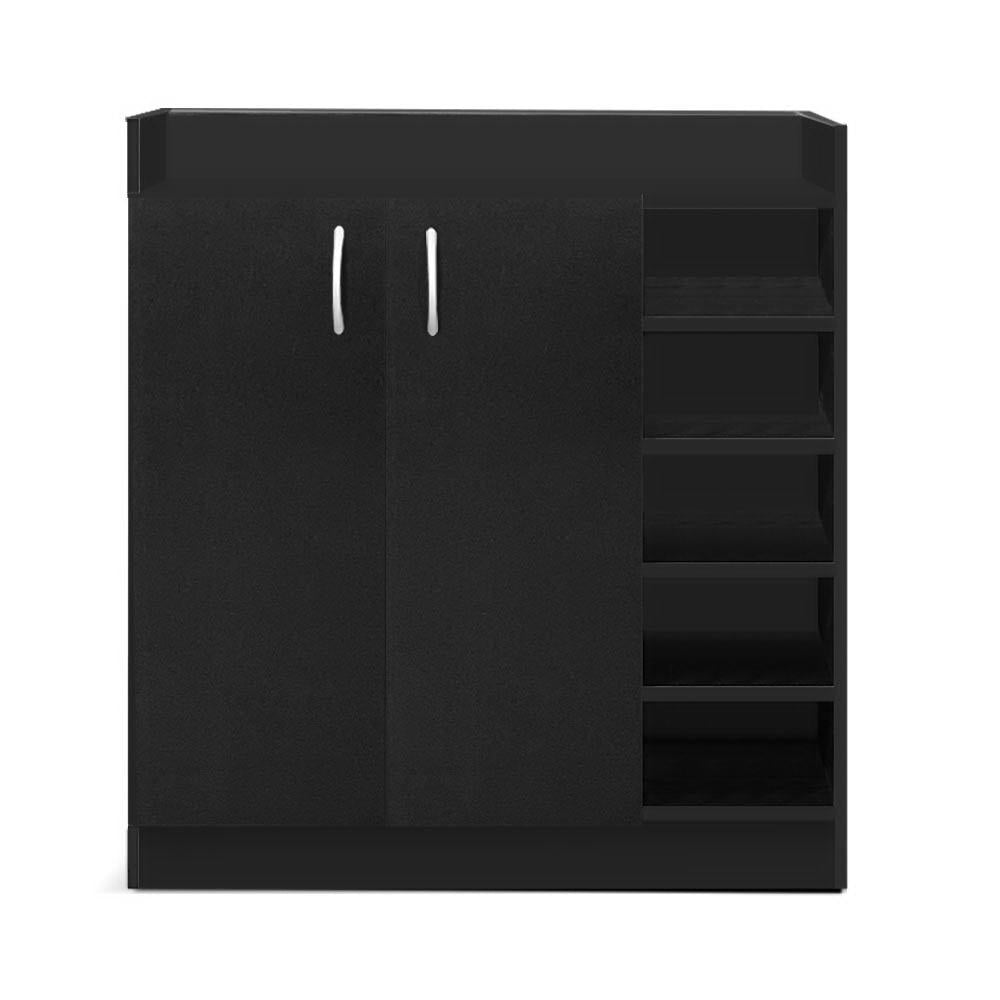 2 Doors Shoe Cabinet Storage Cupboard - Black - image1