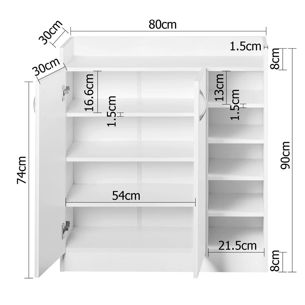 2 Doors Shoe Cabinet - White - image2