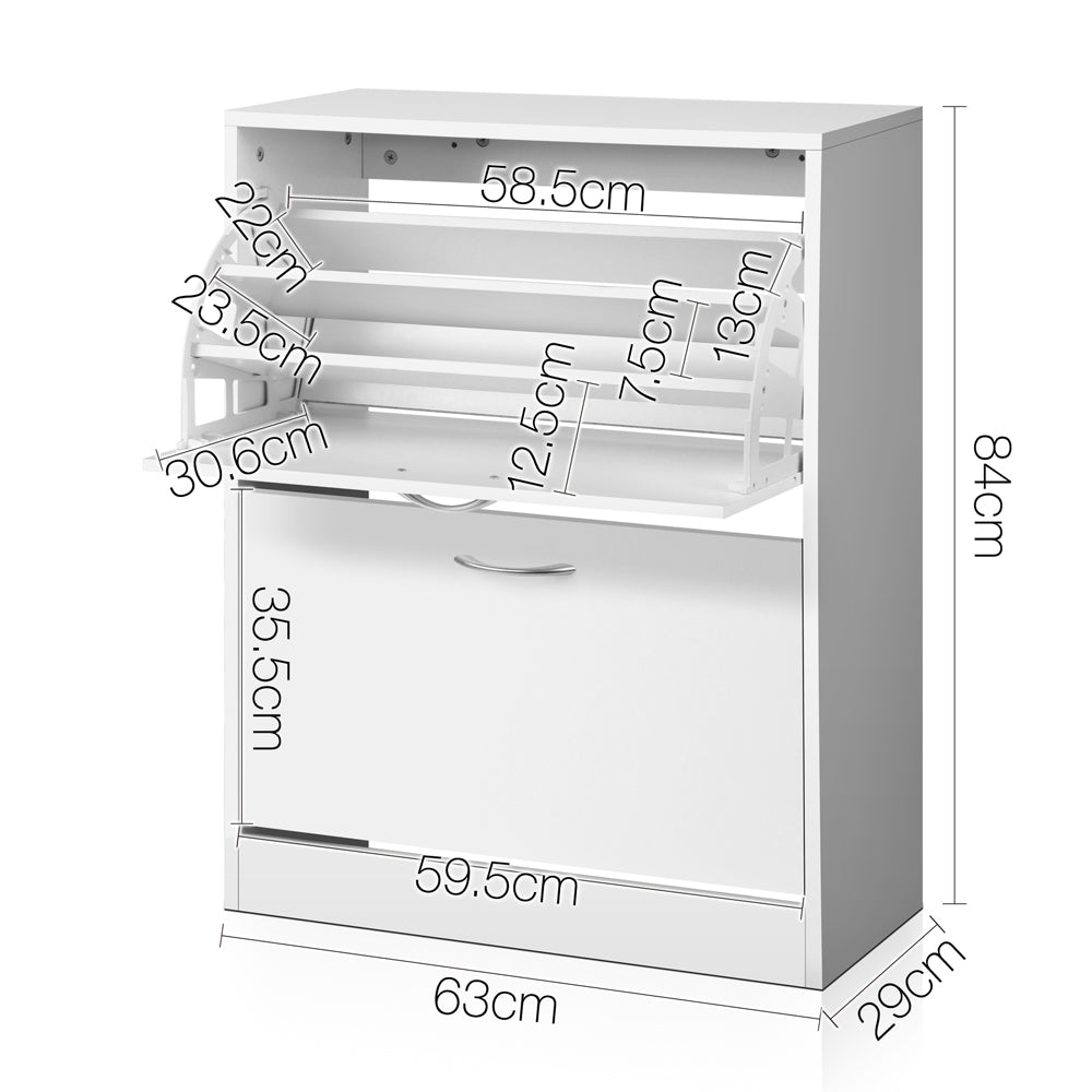 2 Door Shoe Cabinet - White - image2