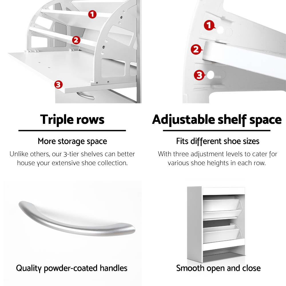 2 Door Shoe Cabinet - White - image4