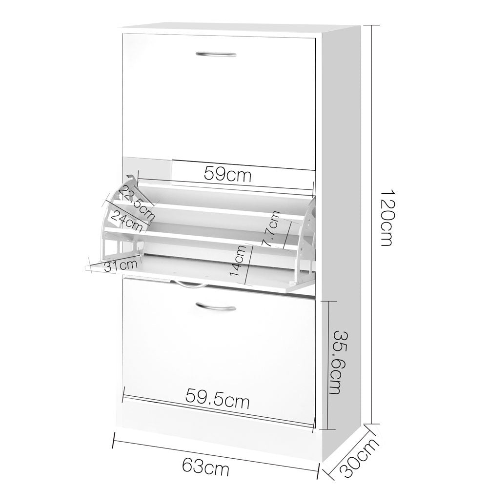 3 Tier Shoe Cabinet - White - image2