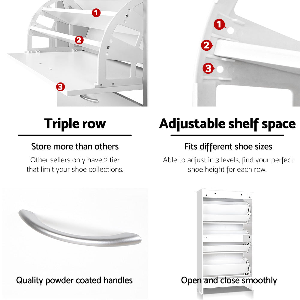 3 Tier Shoe Cabinet - White - image6