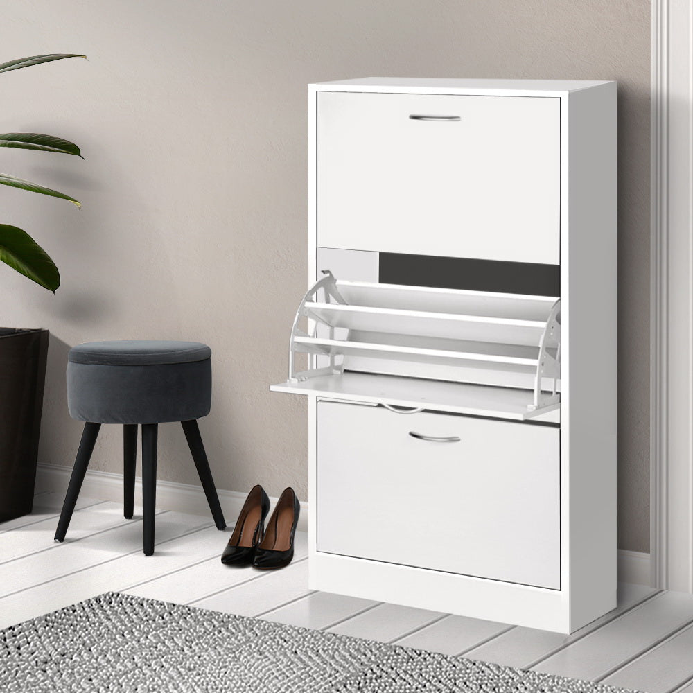 3 Tier Shoe Cabinet - White - image9