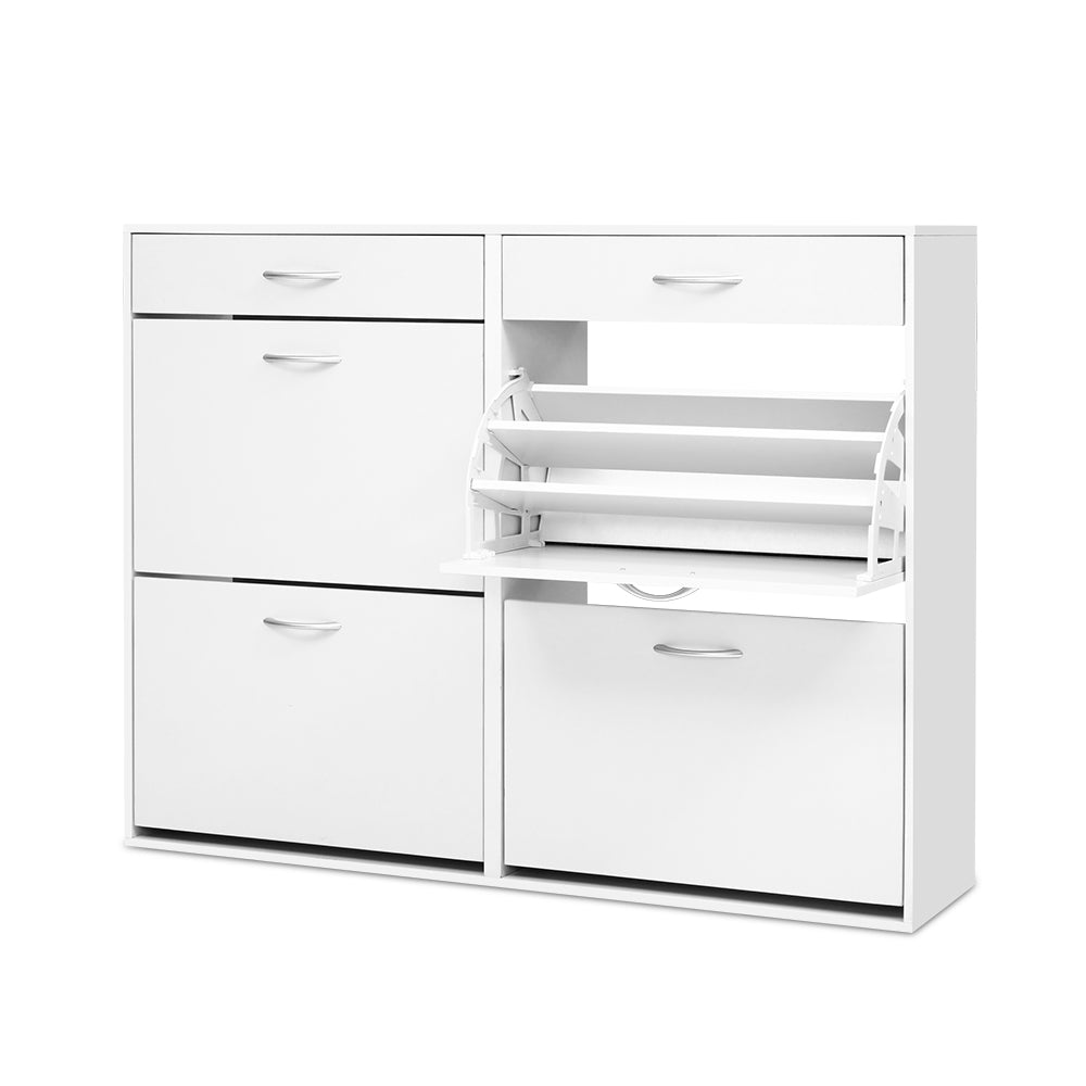 36 Pairs Shoe Cabinet Rack Organisers Storage Shelf Drawer Cupboard White - image1