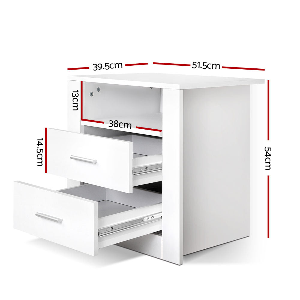 Bedside Tables Drawers Storage Cabinet Drawers Side Table White - image2