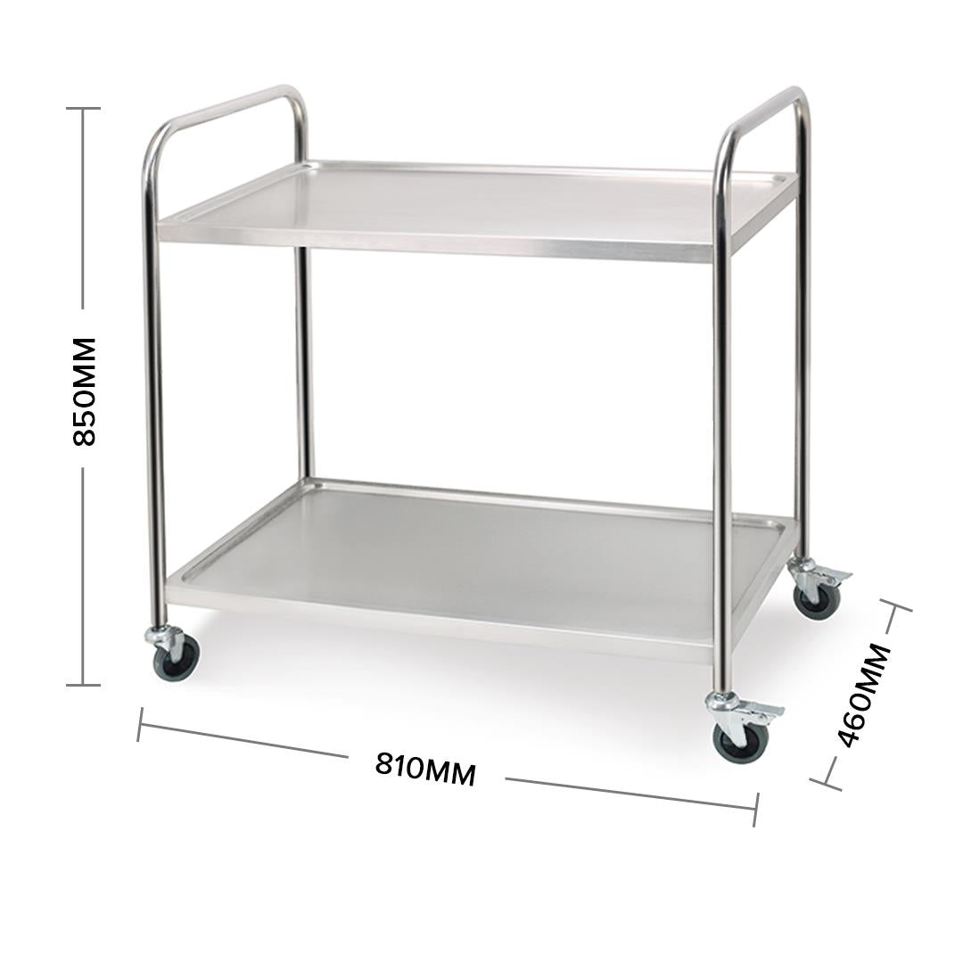 Premium 2 Tier Stainless Steel Kitchen Dining Food Cart Trolley Utility Round 81x46x85cm Small - image3