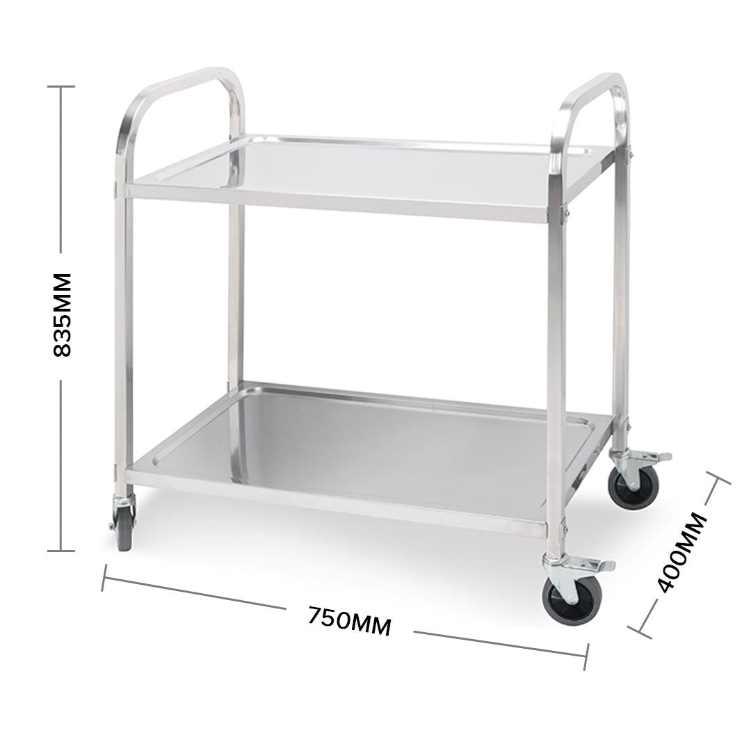 Premium 2 Tier Stainless Steel Kitchen Dinning Food Cart Trolley Utility Size 75x40x83.5cm Small - image2