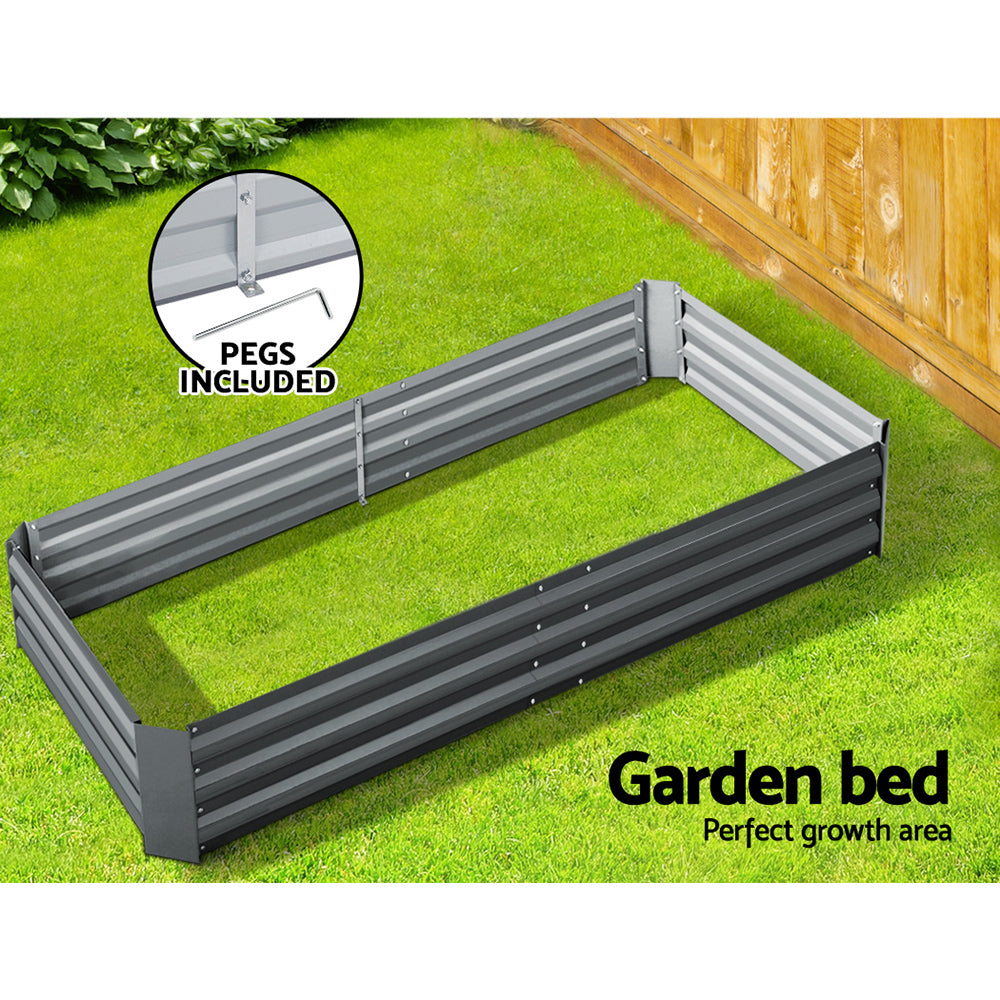 Galvanised Steel Raised Garden Bed Instant Planter 210 x 90 Aluminium - image4
