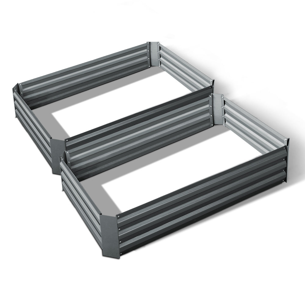 Garden Bed 2PCS 120X90X30CM Galvanised Steel Raised Planter - image1