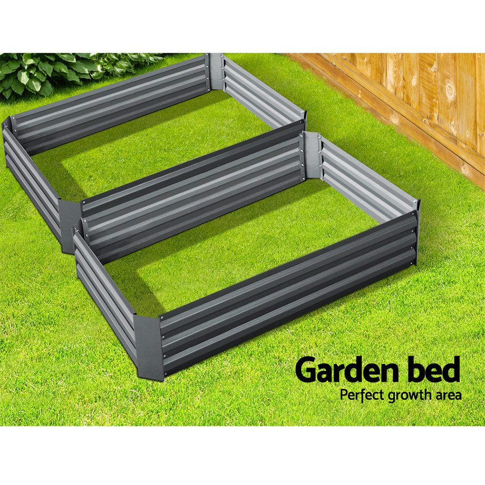 Garden Bed 2PCS 120X90X30CM Galvanised Steel Raised Planter - image4