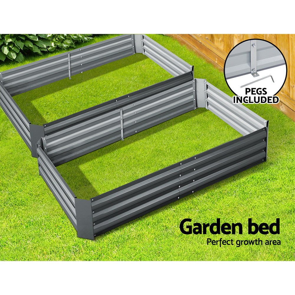 Garden Bed 2PCS 150X90X30CM Galvanised Steel Raised Planter - image4