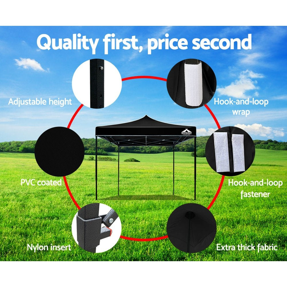 Gazebo Pop Up Marquee 3x3m Outdoor Tent Folding Wedding Gazebos Black - image6