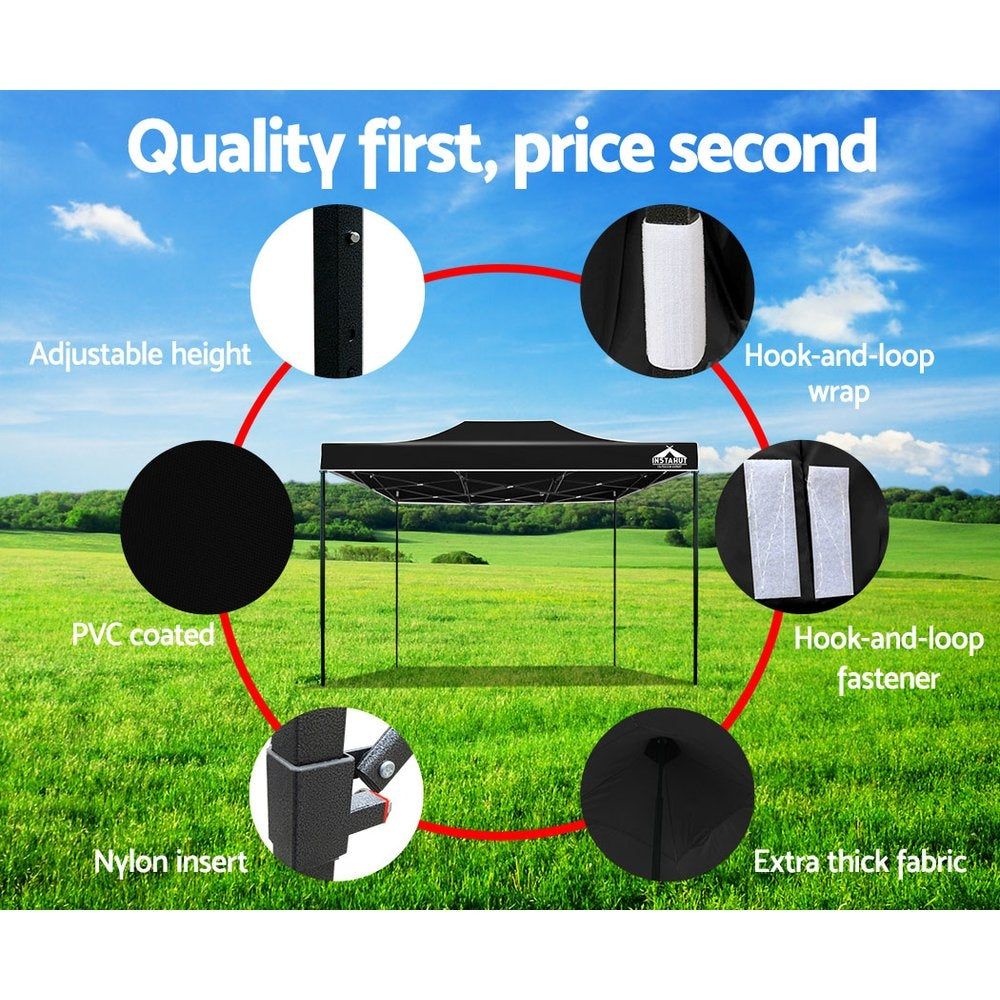 Gazebo Pop Up Marquee 3x4.5m Outdoor Tent Folding Wedding Gazebos Black - image6