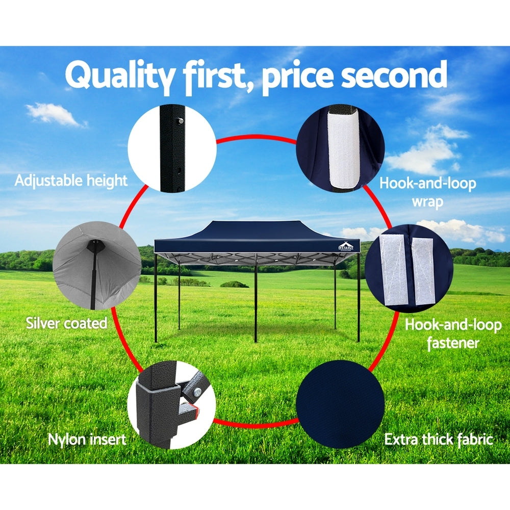 Gazebo Pop Up Marquee 3x6m Outdoor Tent Folding Wedding Gazebos Navy - image7