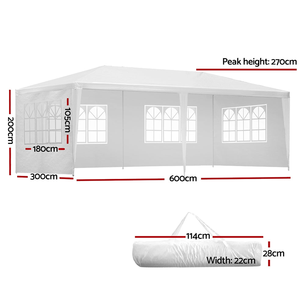 Gazebo 3x6 Outdoor Marquee Side Wall Party Wedding Tent Camping White - image2