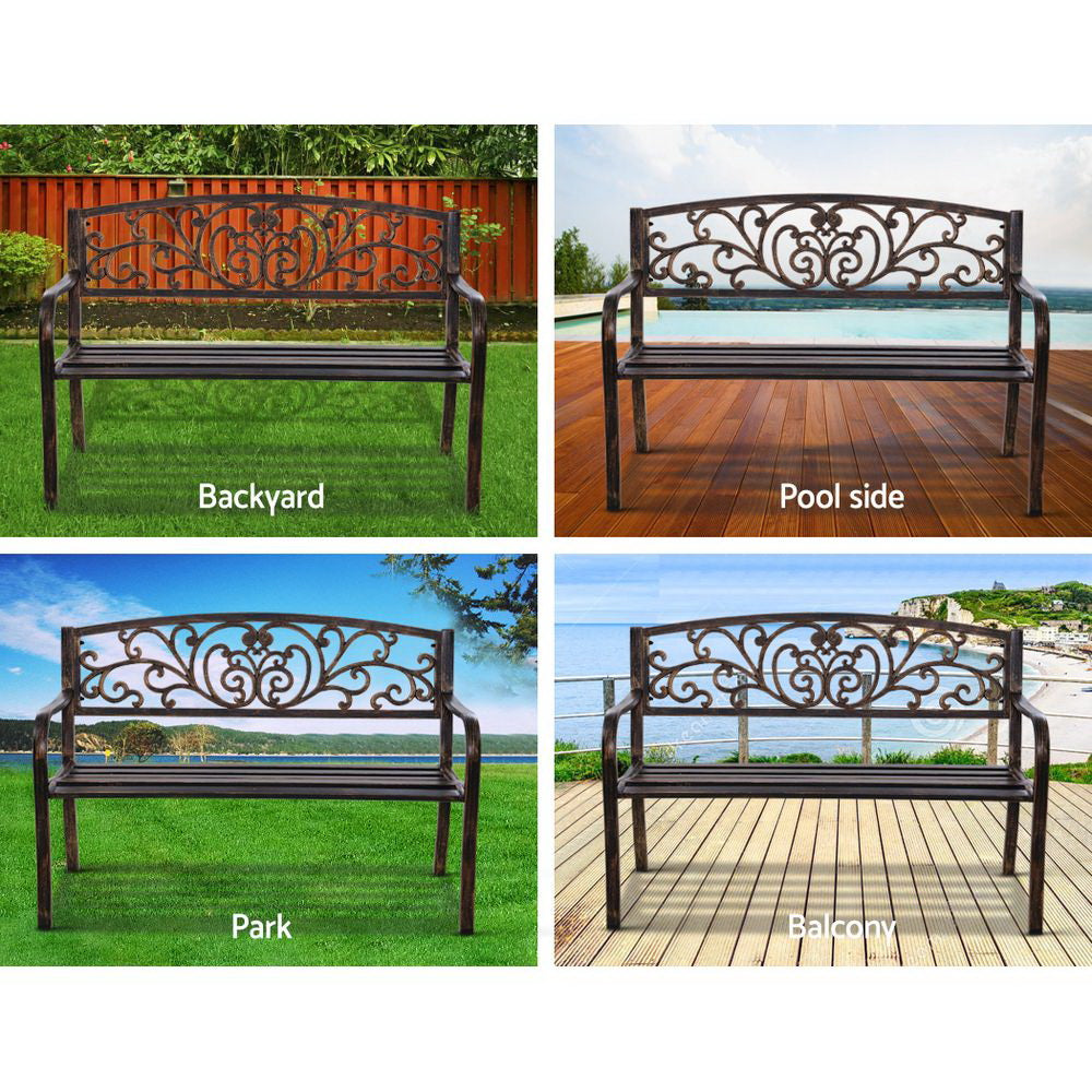 Cast Iron Garden Bench - Bronze - image11