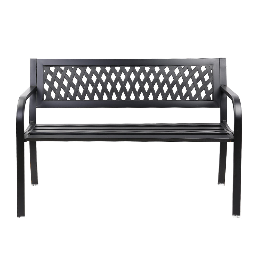 Cast Iron Modern Garden Bench - Black - image3