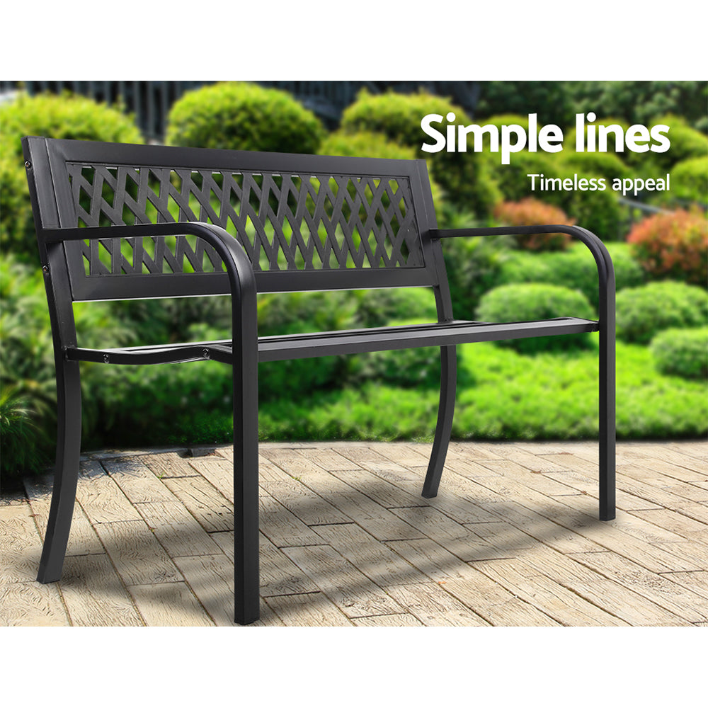 Cast Iron Modern Garden Bench - Black - image4