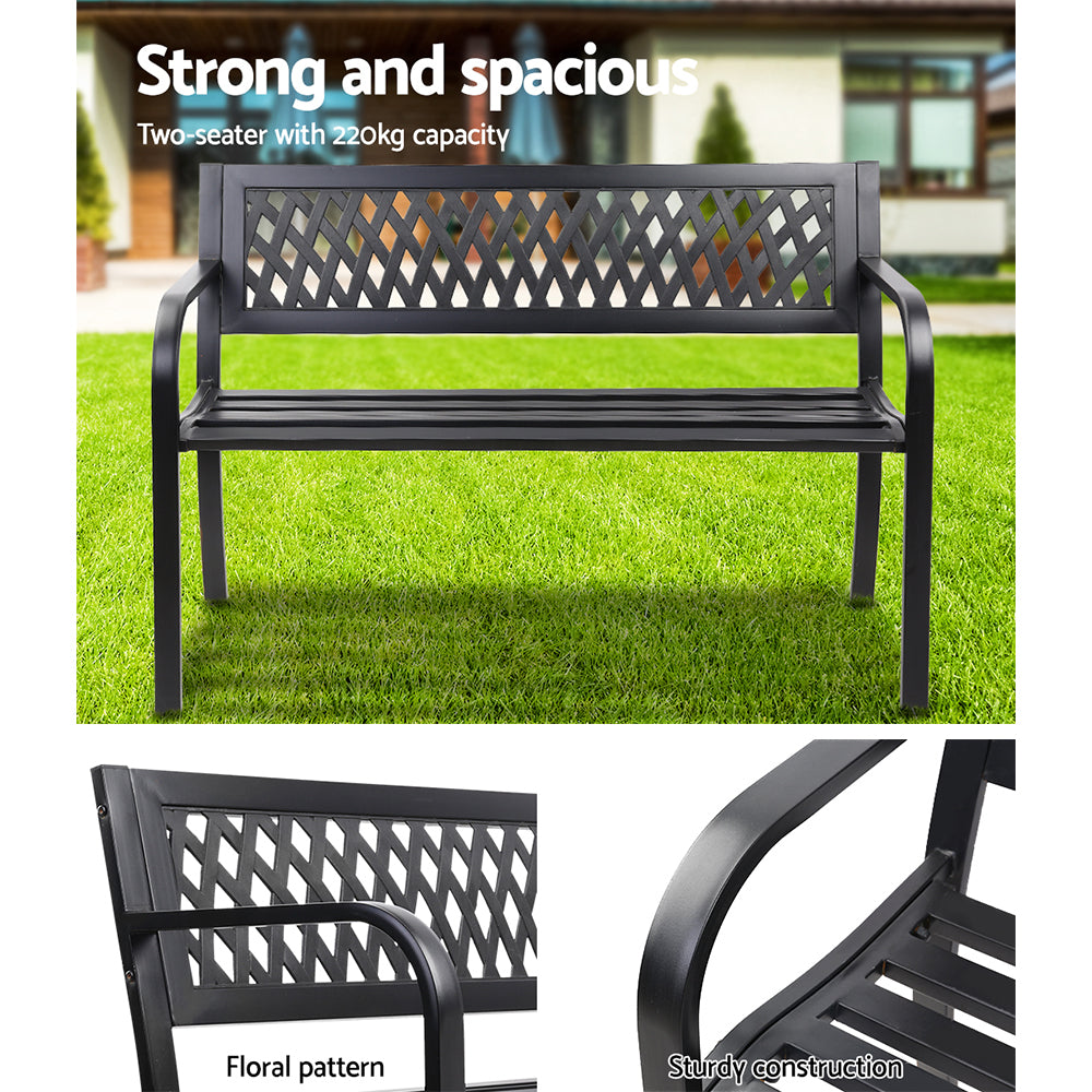 Cast Iron Modern Garden Bench - Black - image5