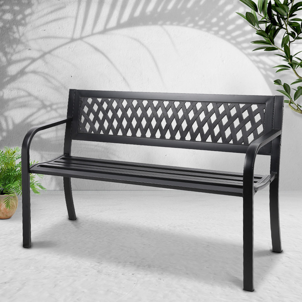 Cast Iron Modern Garden Bench - Black - image7