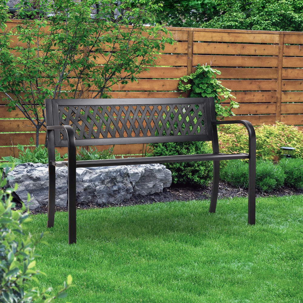 Cast Iron Modern Garden Bench - Black - image8