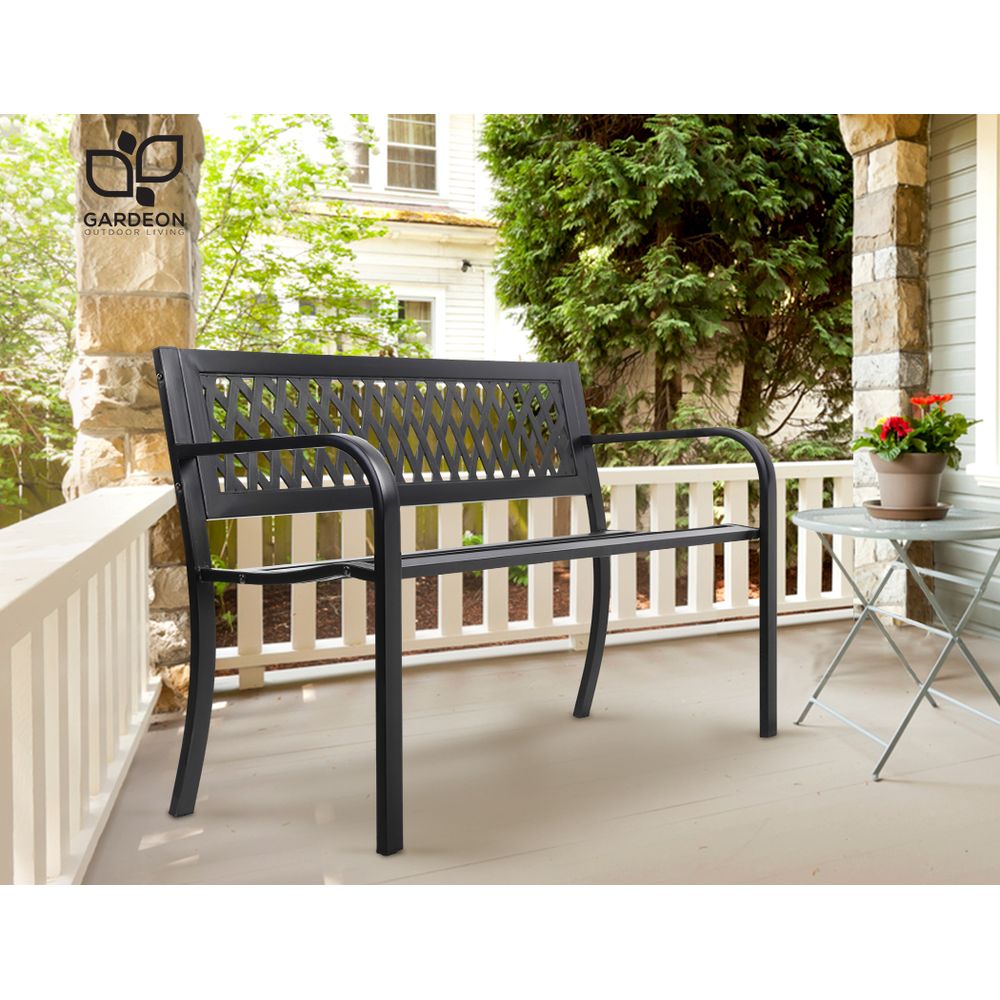 Cast Iron Modern Garden Bench - Black - image10