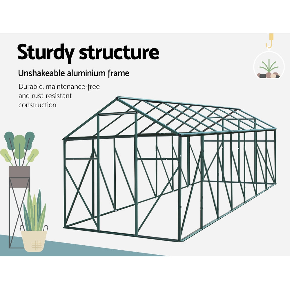 Aluminium Greenhouse Green House Garden Polycarbonate 4.43X2.44M - image7