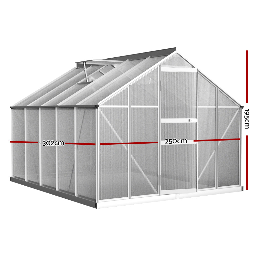 Greenhouse Aluminium Polycarbonate Green House Garden Shed 3x2.5M - image3