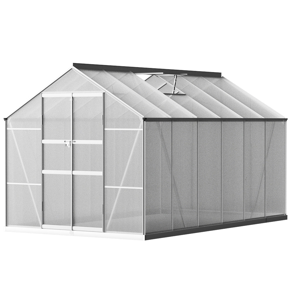 Aluminium Greenhouse Green House Garden Shed Polycarbonate 3.7x2.5M - image2