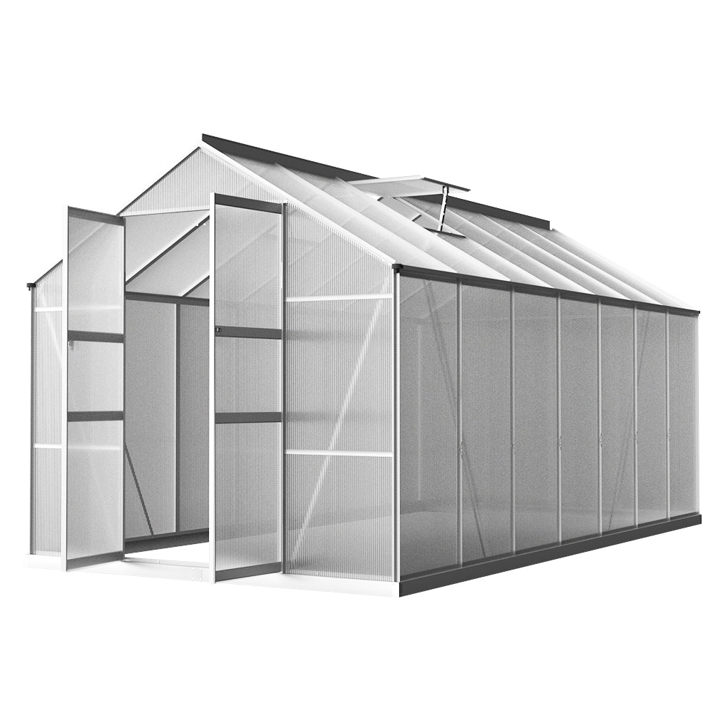 Greenhouse Aluminium Green House Garden Shed Polycarbonate 4.1x2.5M - image2