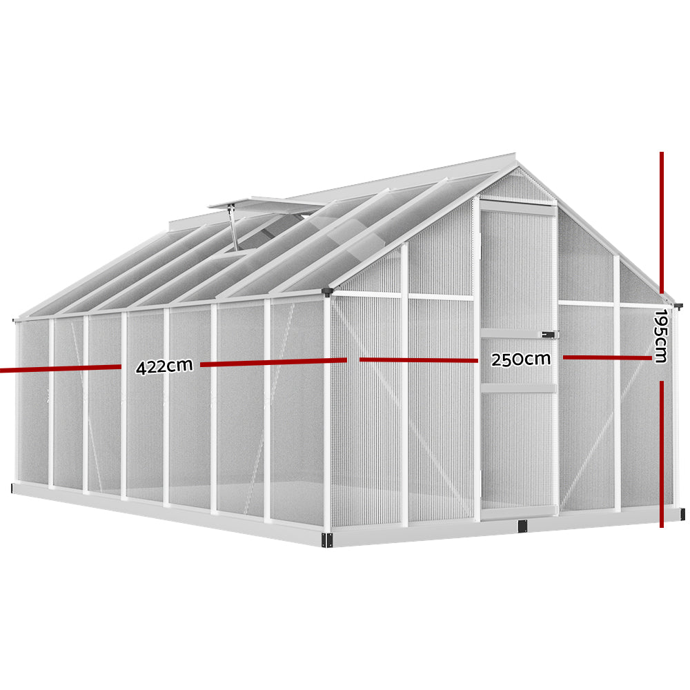 Greenhouse Aluminium Green House Polycarbonate Garden Shed 4.2x2.5M - image3