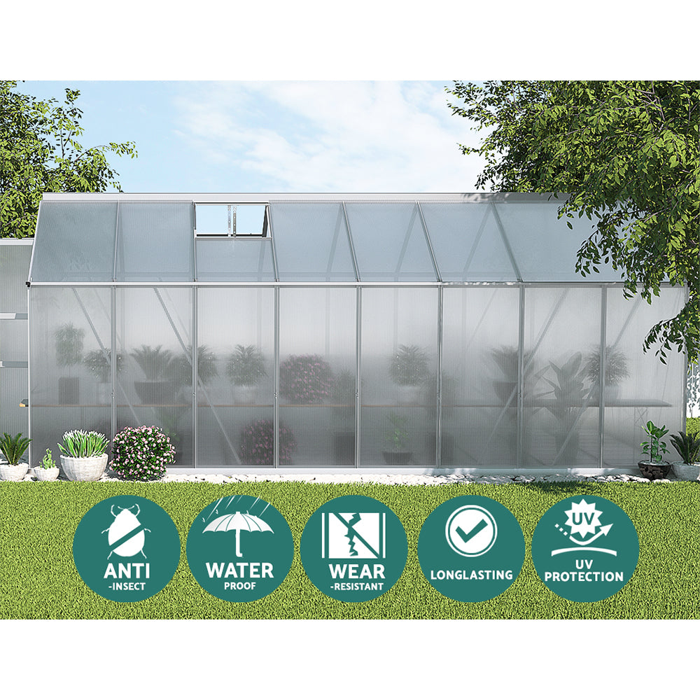 Aluminium Greenhouse Polycarbonate Green House Garden Shed 4.7x2.5M - image6
