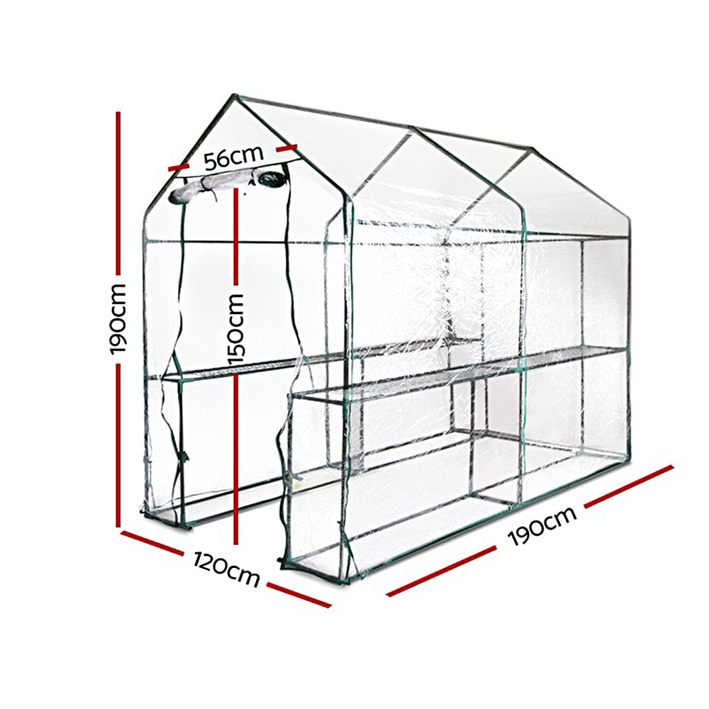 Greenhouse Garden Shed Green House 1.9X1.2M Storage Greenhouses Clear - image3