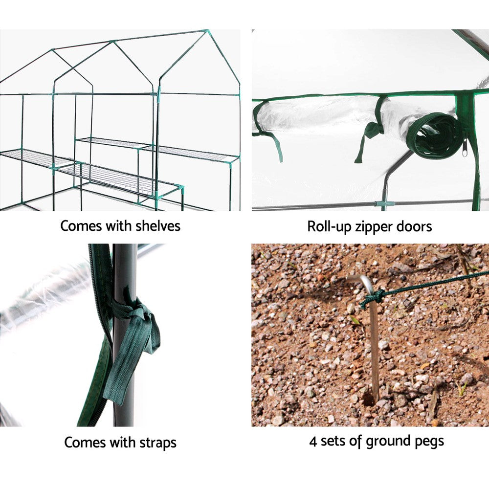 Greenhouse Garden Shed Green House 1.9X1.2M Storage Greenhouses Clear - image7