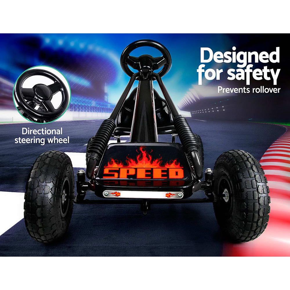 Kids Pedal Go Kart Car Ride On Toys Racing Bike Rubber Tyre Adjustable Seat - image4