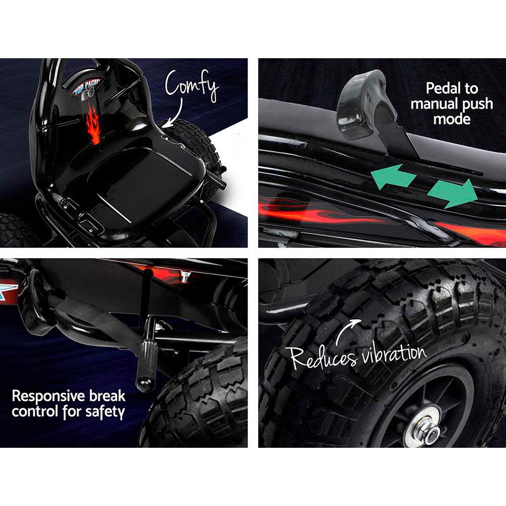 Kids Pedal Go Kart Car Ride On Toys Racing Bike Rubber Tyre Adjustable Seat - image5
