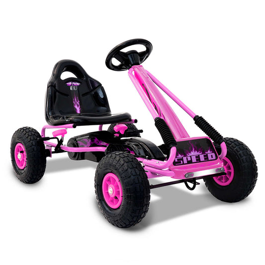 Rigo Kids Pedal Go Kart Car Ride On Toys Racing Bike Rubber Tyre Adjustable Seat - image1