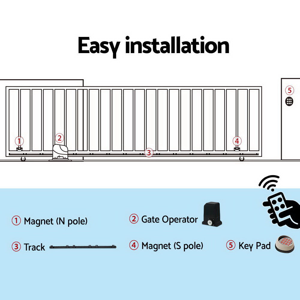 Auto Electric Sliding Gate Opener 1000KG Keypad 4M Rails - image6