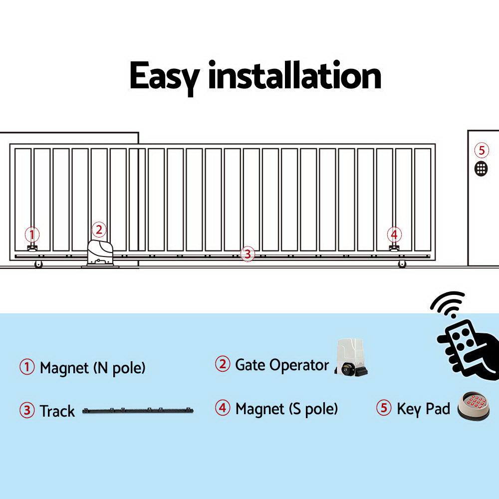 LockMaster Electric Sliding Gate Opener 1800KG With Keypad Remote 4M Rail - image6