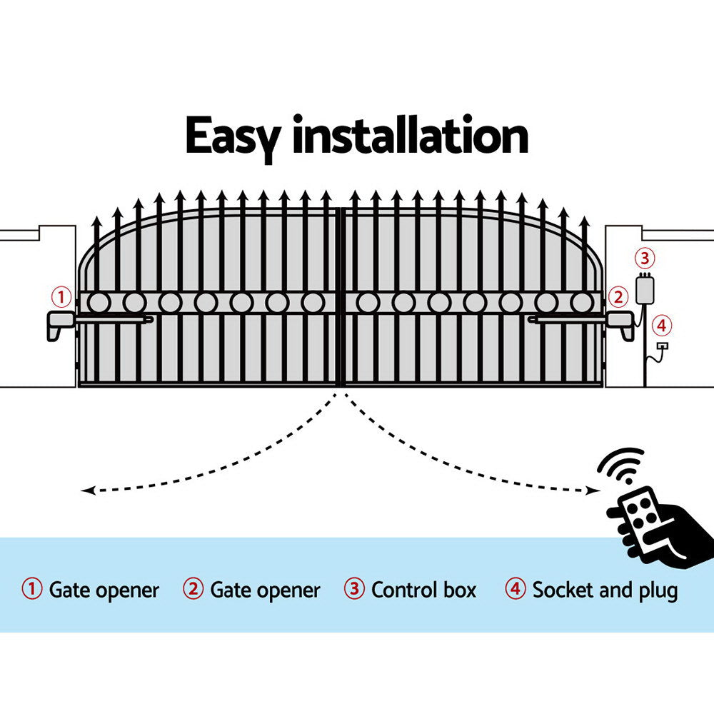 LockMaster Swing Gate Opener Double Automatic Electric Kit Remote Control 1000KG - image6