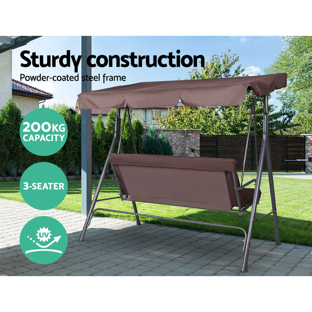 Outdoor Swing Chair Hammock 3 Seater Garden Canopy Bench Seat Backyard - image6