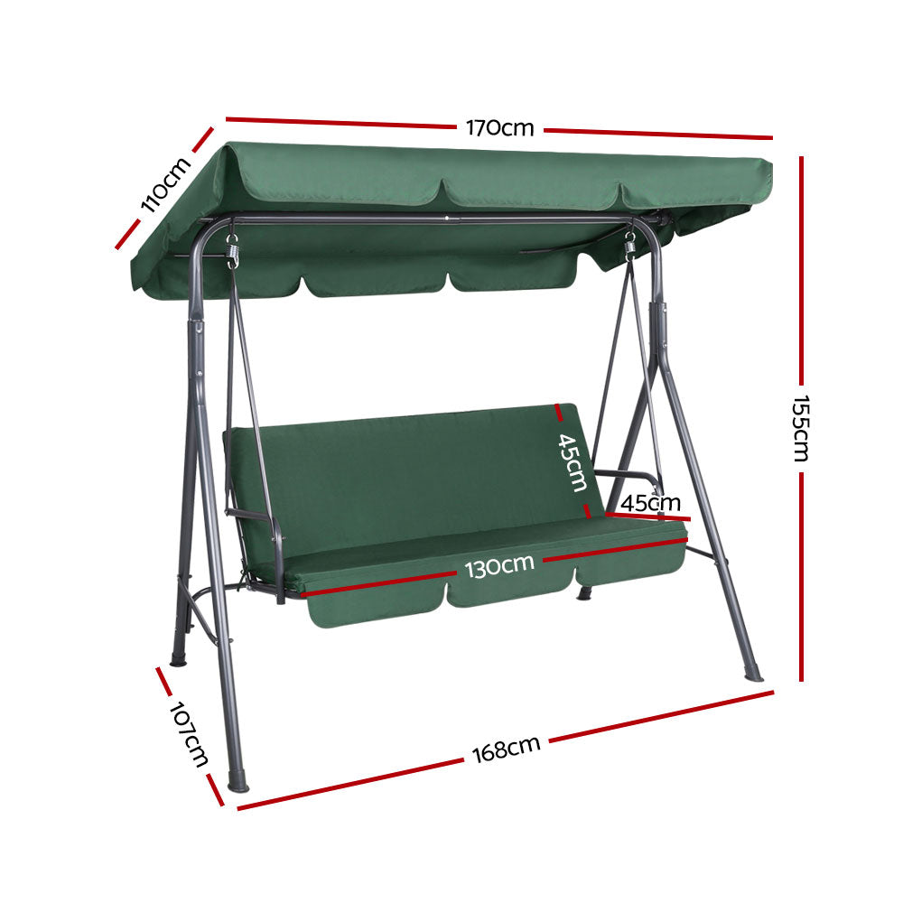 Swing Chair Hammock Outdoor Furniture Garden Canopy Bench Seat Green - image2